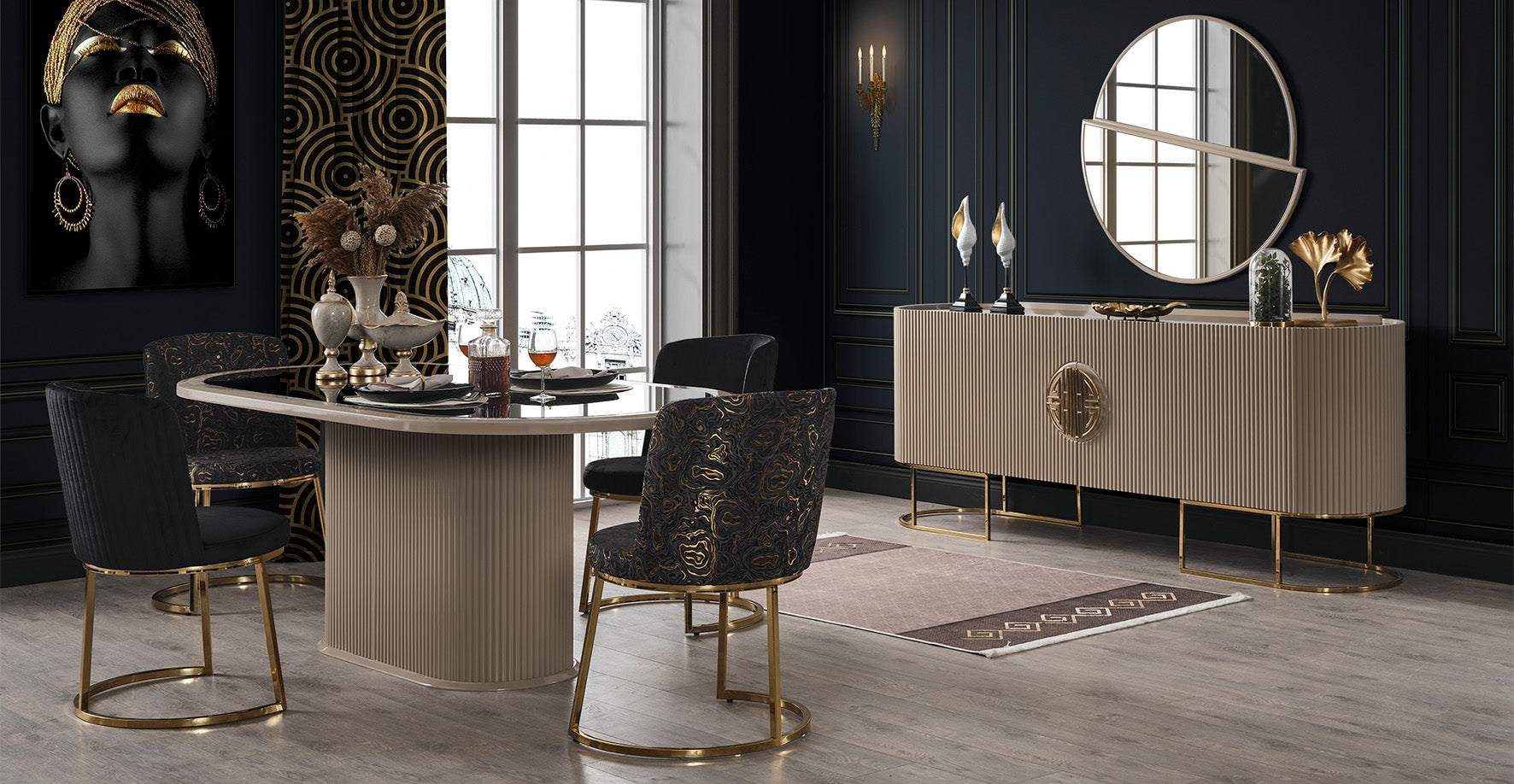 Gucci Yemek Odası Ekru | İnegöl Mobilya Masa, Sandalye, Konsol Takımı